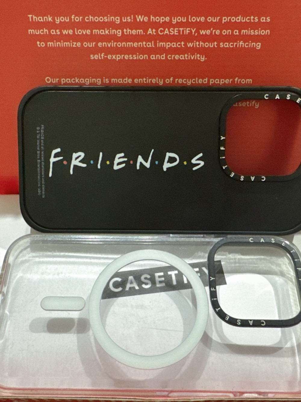 CASETiFY iPhone 15 Pro Case Bundle – FRIENDS Collab + Clear MagSafe – Open Box